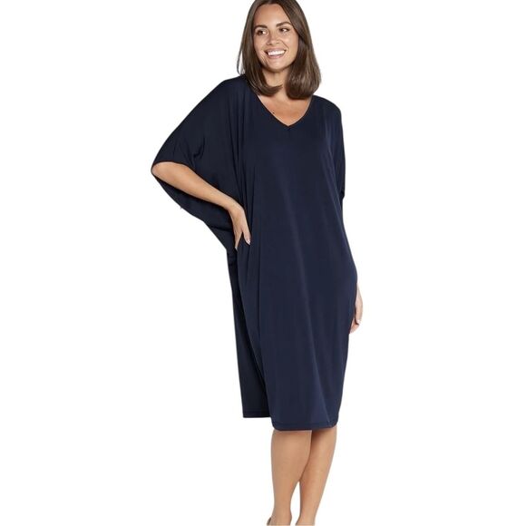 Uniqlo Theory Kaftan Dress Womens Large Wool Oversized Relaxed Fit V Neck - Picture 1 of 12